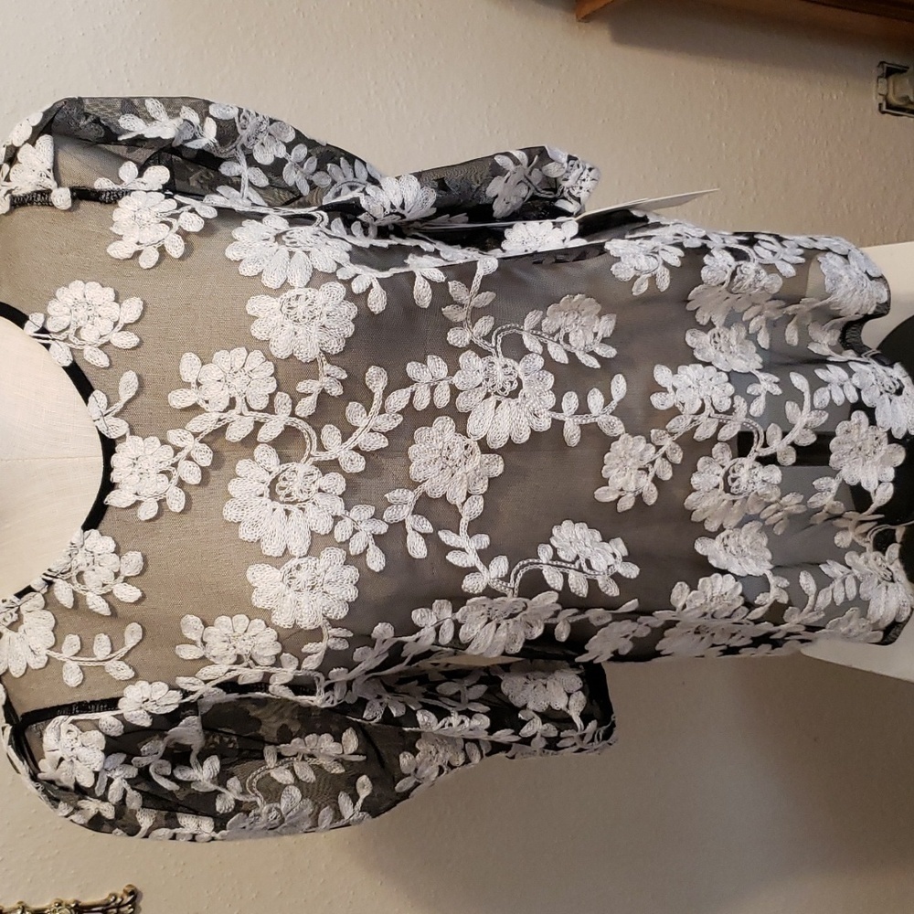 Wicked Majesty embroidered puff sleeve top